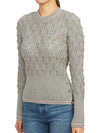 Pointelle Tipping Crew Neck Pullover Knit Top Grey - THOM BROWNE - BALAAN 3