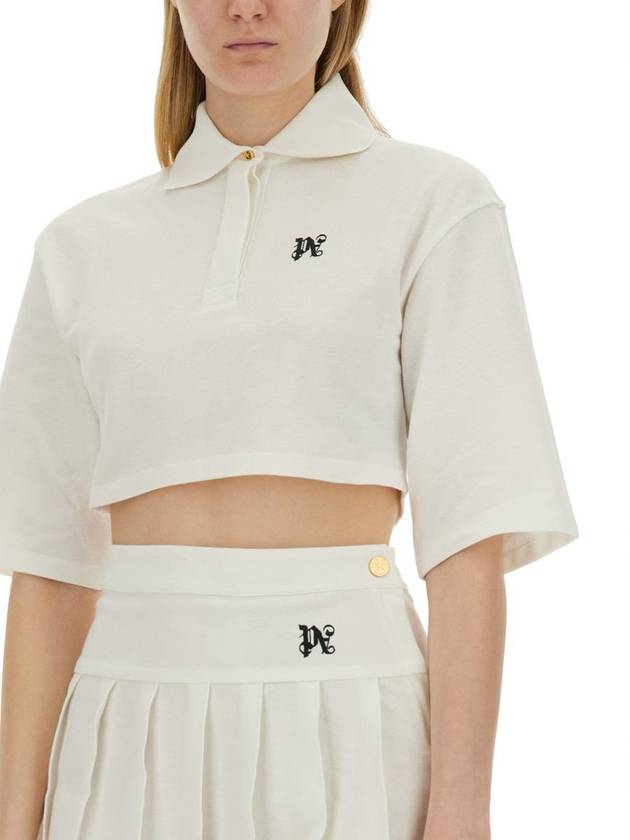 PA Monogram Crop Polo Top PWGB012S24FAB0010310 - PALM ANGELS - BALAAN 5