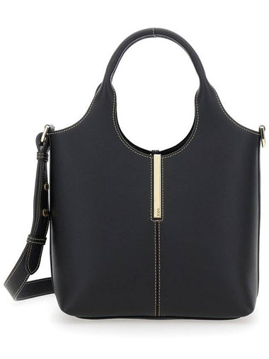 'Ebr Mini' Black Shoulder Bag With Logo Metal Plate In Leather Woman - TOD'S - BALAAN 1