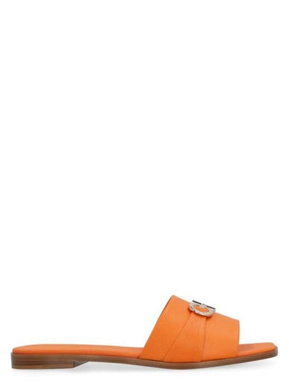 Gancini Leather Slippers Orange - SALVATORE FERRAGAMO - BALAAN 2