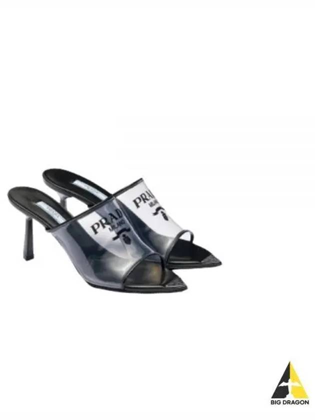 Logo Print Plexiglass Sandals Heel Black - PRADA - BALAAN 2