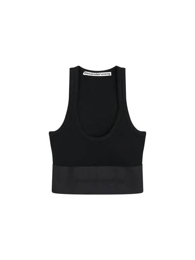 Scoop Neck Logo Banding Bra Top Black - ALEXANDER WANG - BALAAN 1