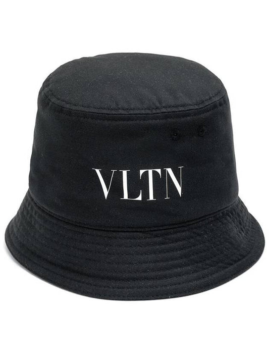 VLTN Logo Cotton Bucket Hat Black - VALENTINO - BALAAN 2