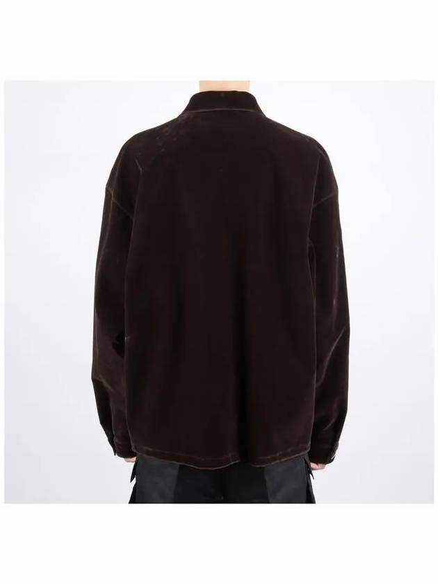 SC657 12HO F0192 Logo Velvet Overshirt - PRADA - BALAAN 4