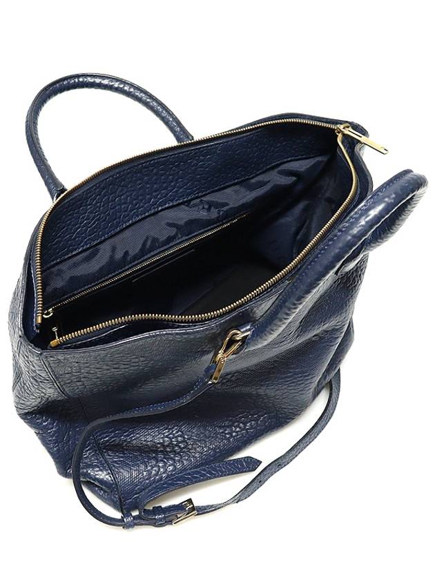 Burberry 39710901 Navy Grained Calfskin Check Gold Dewsberry Medium 2WAY - BURBERRY - BALAAN 5