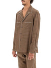 Men's Mini Stud Print Silk Pajamas Long Sleeve Shirt Brown - VALENTINO - BALAAN 5