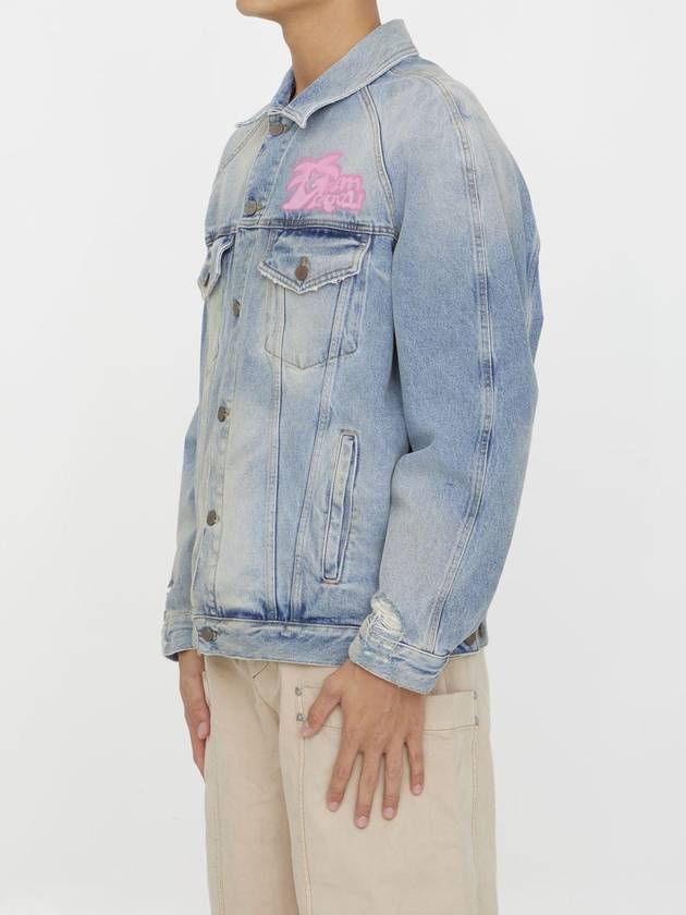 23 fw Blue Denim Graffiti Print Jacket PMYE038E23DEN0014032 B0480452867 - PALM ANGELS - BALAAN 3