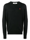 Small Red Wappen Black VNeck Knit P1N052 1 - COMME DES GARCONS - BALAAN 1