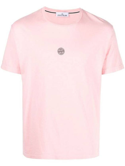 Garment Dyed Lettering One Print Cotton Jersey Short Sleeve T-Shirt Pink - STONE ISLAND - BALAAN 2