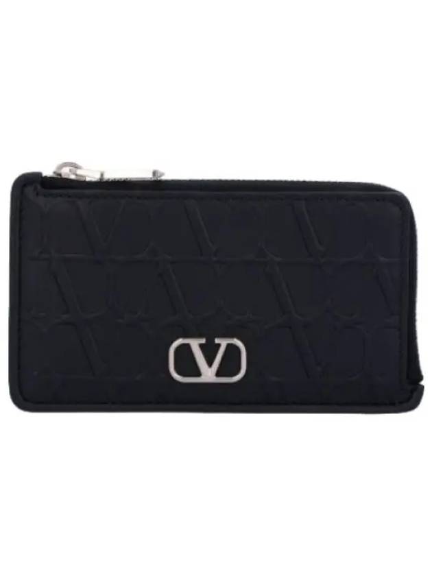 Twal Econograph Zipper Card Case Black Wallet - VALENTINO - BALAAN 1