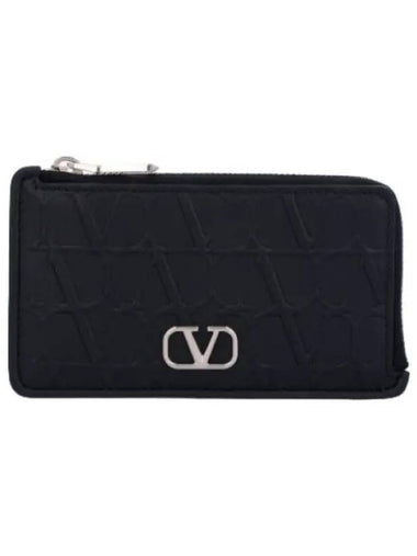 Twal Econograph Zipper Card Case Black - VALENTINO - BALAAN 1