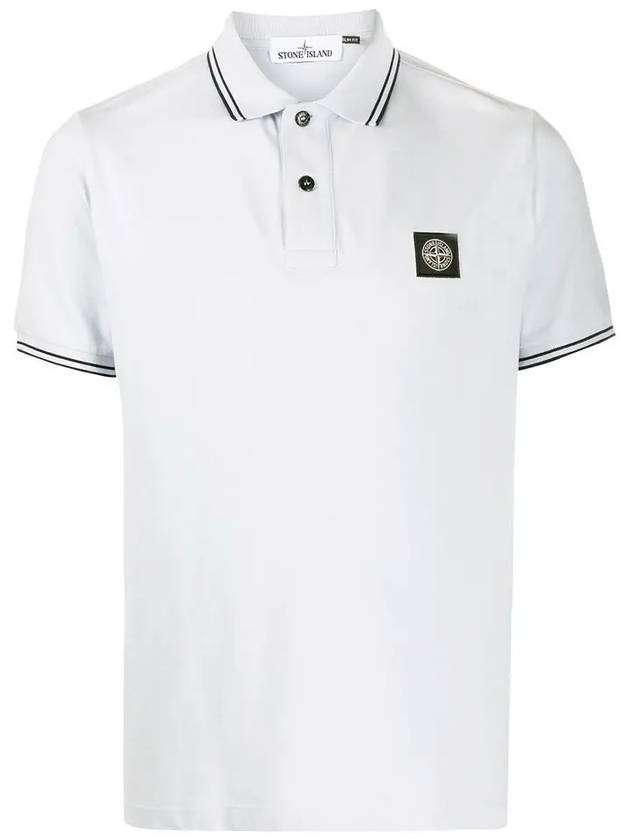 Men's Two Line Wappen Patch Cotton Short Sleeve Polo Shirt White - STONE ISLAND - BALAAN 3