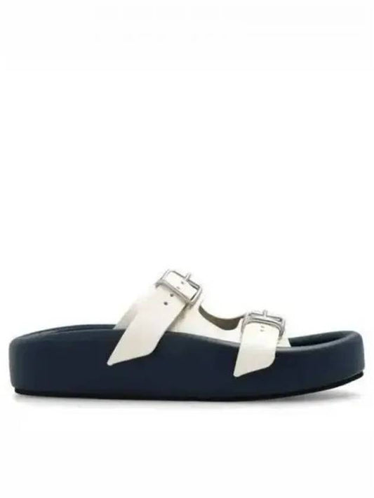 Contrast Platform Sole Strap Buckle Slippers Midnight Navy Cream - MAISON MARGIELA - BALAAN 2