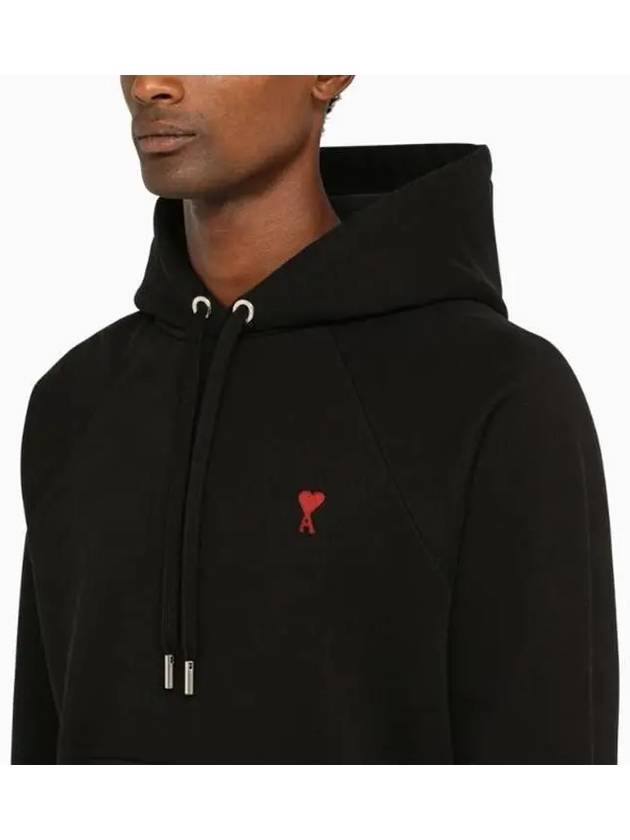 Heart Logo Cotton Hoodie Black - AMI - BALAAN 3