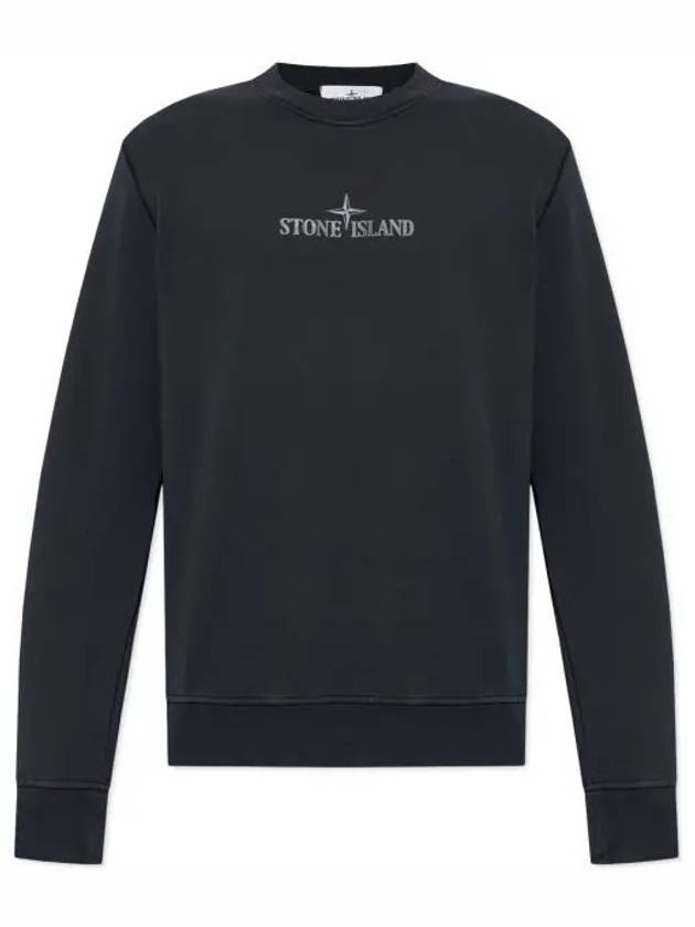 66182 Cotton Fleece Crew Neck Sweatshirt Navy - STONE ISLAND - BALAAN 2