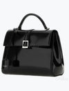 Le Fermoir Small Top-Handle Brushed Leather Tote Bag Black - SAINT LAURENT - BALAAN 2