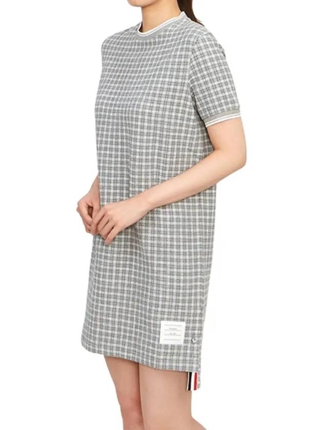 Check Tweed Crewneck Short Dress Grey - THOM BROWNE - BALAAN 4