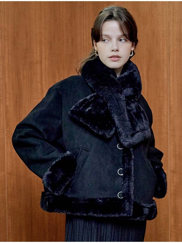 MET eco fur cozy suede shearling mustang jacket black - METAPHER - BALAAN 5