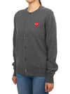 Red wappen wool round neck cardigan charcoal - COMME DES GARCONS PLAY - BALAAN 4