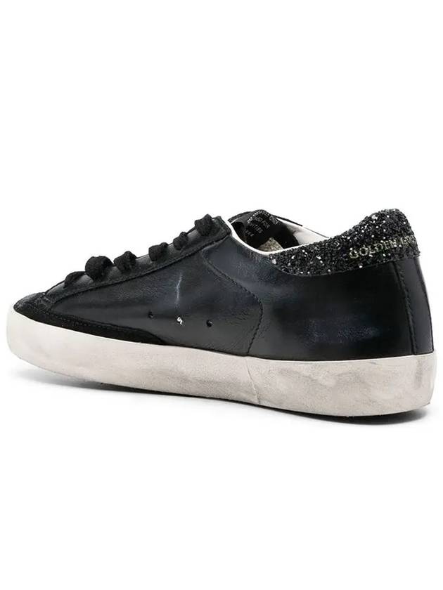 Superstar Glitter Tab Leather Low Top Sneakers Black - GOLDEN GOOSE - BALAAN 3