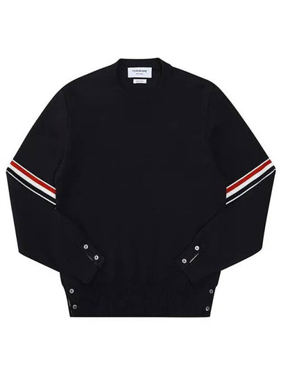 Men's Milan Stitch Armband Crew Neck Knit Top Navy - THOM BROWNE - BALAAN 2