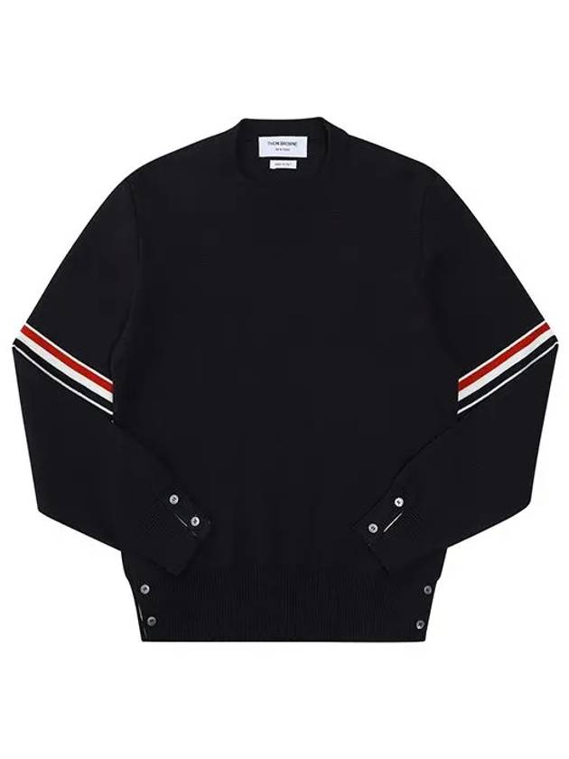 Men's Milan Stitch Armband Crew Neck Knit Top Navy - THOM BROWNE - BALAAN 3