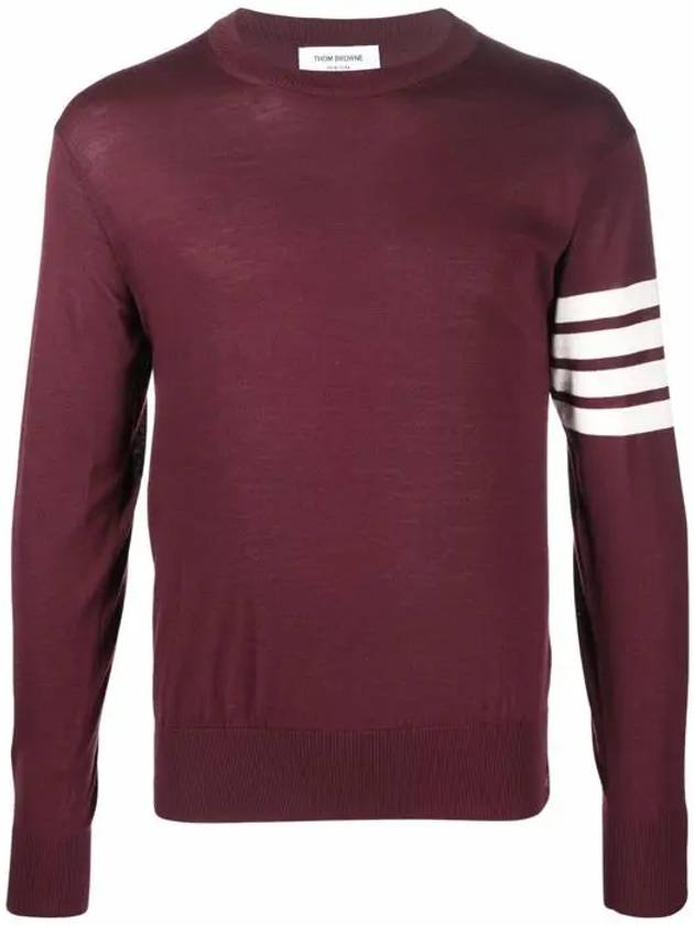 4 Bar Armband Classic Merino Wool Knit Top Burgundy - THOM BROWNE - BALAAN 3