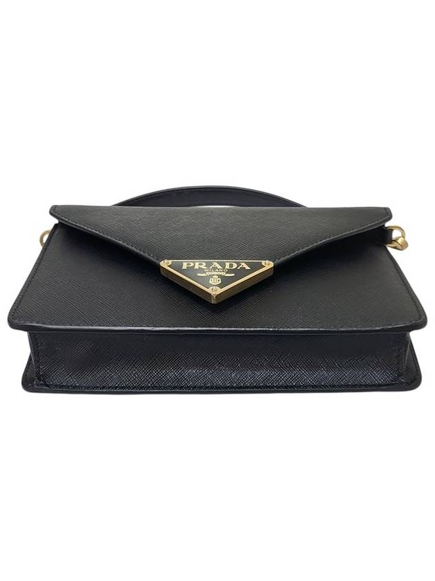 Women s 1BD318 Black Saffiano Triangle Logo Gold Chain Crossbody Bag - PRADA - BALAAN 4