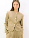 Round neck formal beige jacketRound neck Formal Beige JK - DAMAGE MNEMONIC - BALAAN 1