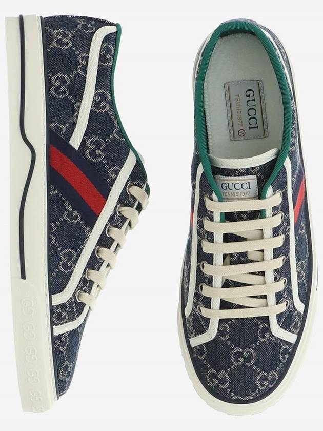 Men's Tennis 1977 Low Top Sneakers Blue Ivory - GUCCI - BALAAN 4