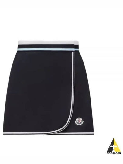 Logo Patch Wrap A-Line Skirt Night Blue - MONCLER - BALAAN 2