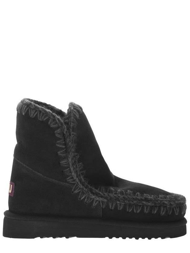 'Eskimo' Black Boots With Rear Logo Application In Suede Woman - MOU - BALAAN 1