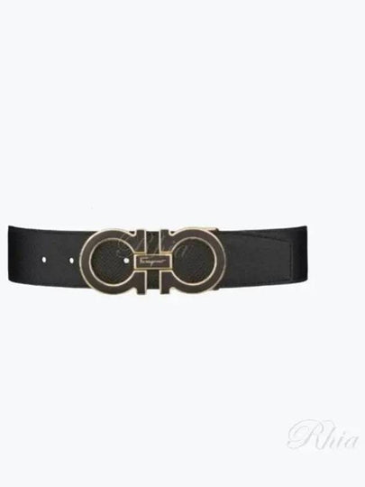 Gancini Metal Logo Leather Belt Black - SALVATORE FERRAGAMO - BALAAN 2