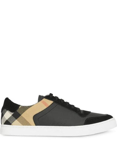 House Check Leather Suede Low Top Sneakers Black - BURBERRY - BALAAN 2