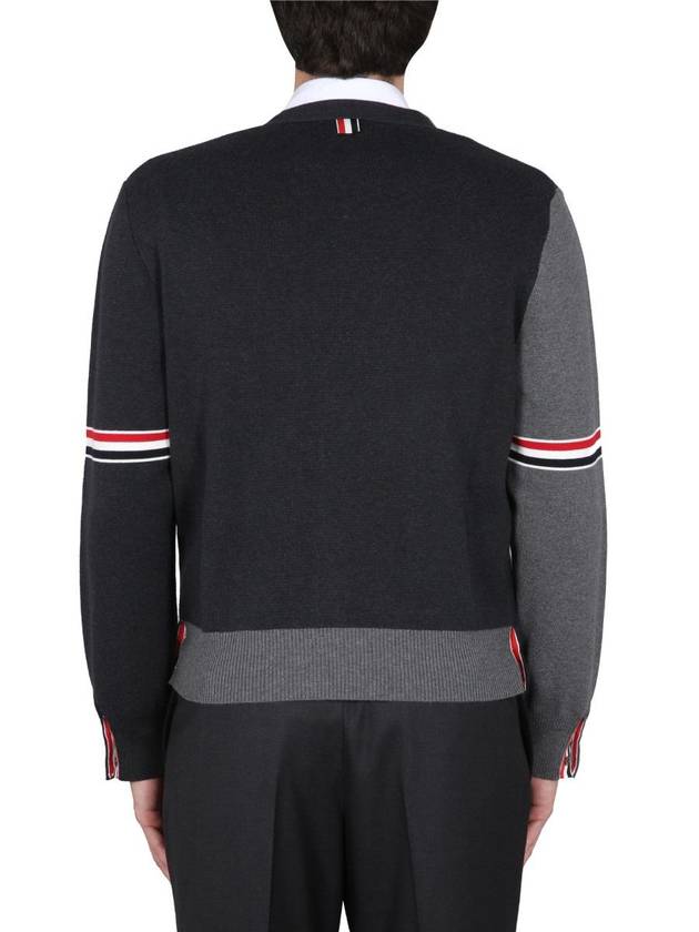 Funmix Cotton ArmBand V-Neck Cardigan Tonal Grey - THOM BROWNE - BALAAN 4