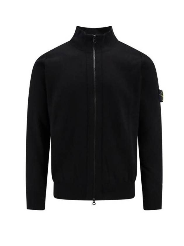 Wappen Patch Cotton Zip-Up Cardigan Black - STONE ISLAND - BALAAN 2