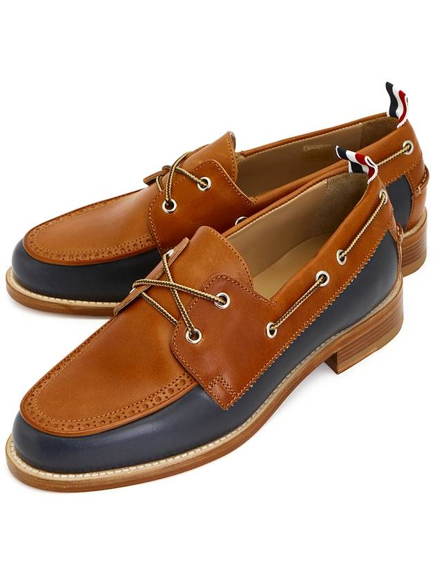 Vachetta Two-Tone Leather Boat Camel - THOM BROWNE - BALAAN 2