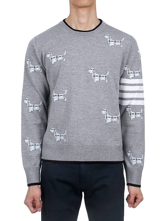 Hector Intarsia Crew Neck Knit Top Grey - THOM BROWNE - BALAAN 3