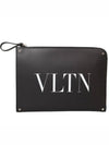 VLTN White Logo Document Clutch Bag Black - VALENTINO - BALAAN 2