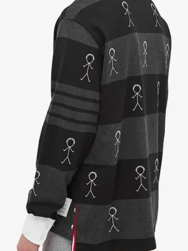 Men's Diagonal Armband Over Rugby Polo PK Shirt Black - THOM BROWNE - BALAAN.