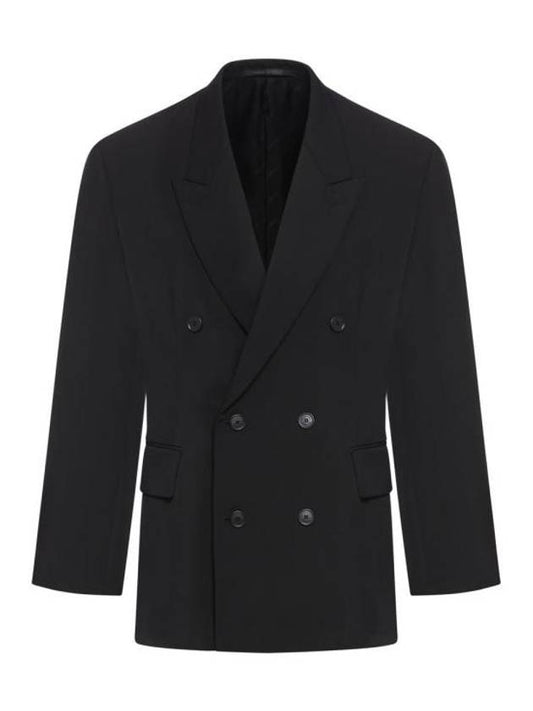 Cinched Double Breasted Wool Jacket Black - BALENCIAGA - BALAAN 1