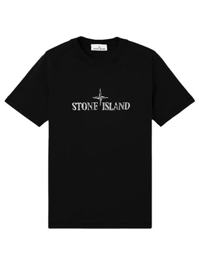 Logo Cotton Short Sleeve T-Shirt Black - STONE ISLAND - BALAAN 2