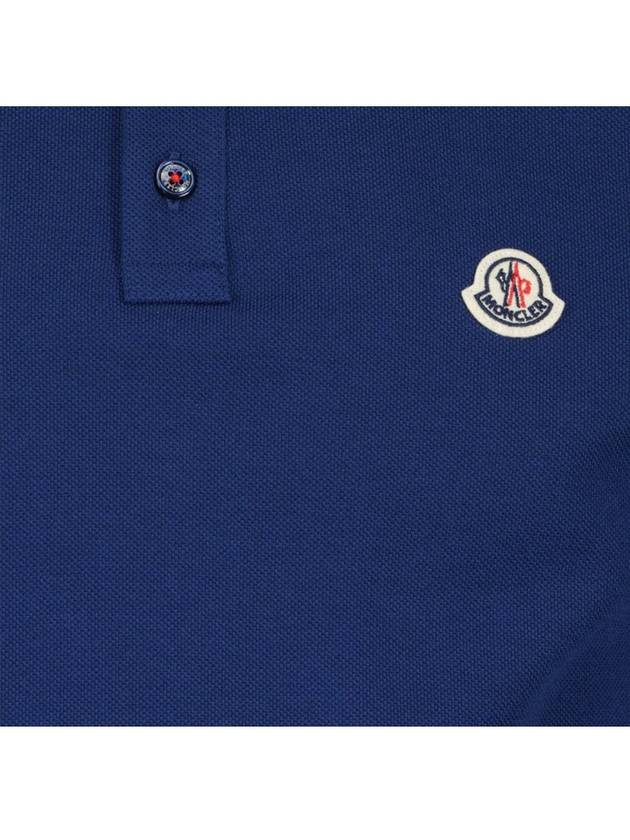 Stripe Trimming Logo Short Sleeve Polo Shirt Indigo Blue - MONCLER - BALAAN 6