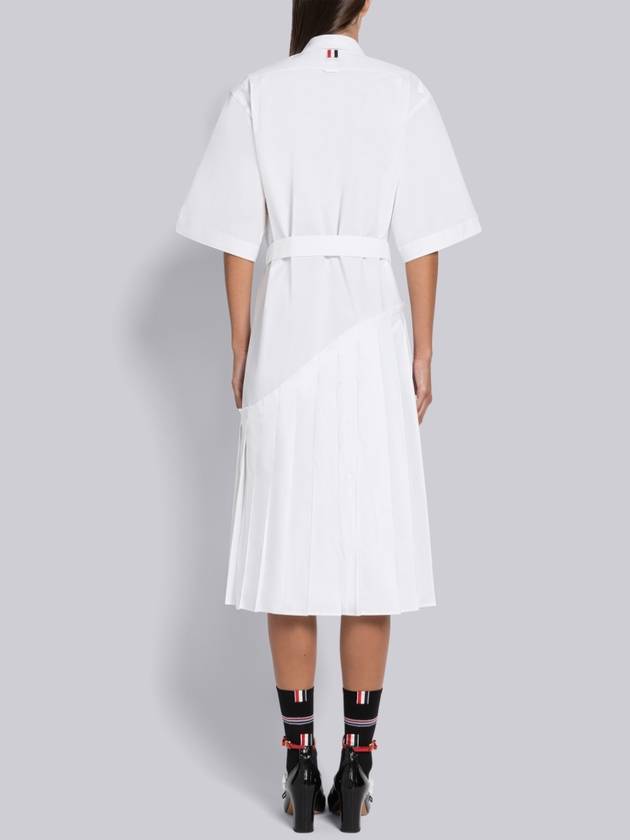 Belted Poplin Cotton Midi Dress White - THOM BROWNE - BALAAN 4