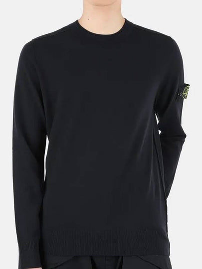 Wappen Patch Crew Neck Wool Knit Top Navy - STONE ISLAND - BALAAN 2