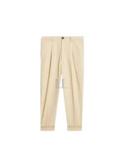 Pleats Tapered Leg Cotton Slacks Light Beige - AMI - BALAAN 2