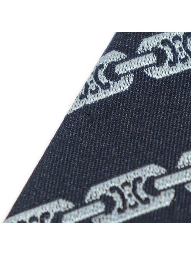 100 Silk Navy Triope Logo Chain Pattern Tie - CELINE - BALAAN 5