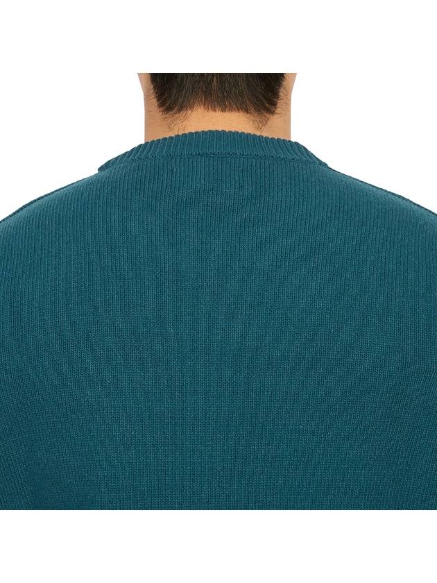 Logo Patch Crew Neck Wool Knit Top Green - STONE ISLAND - BALAAN 8