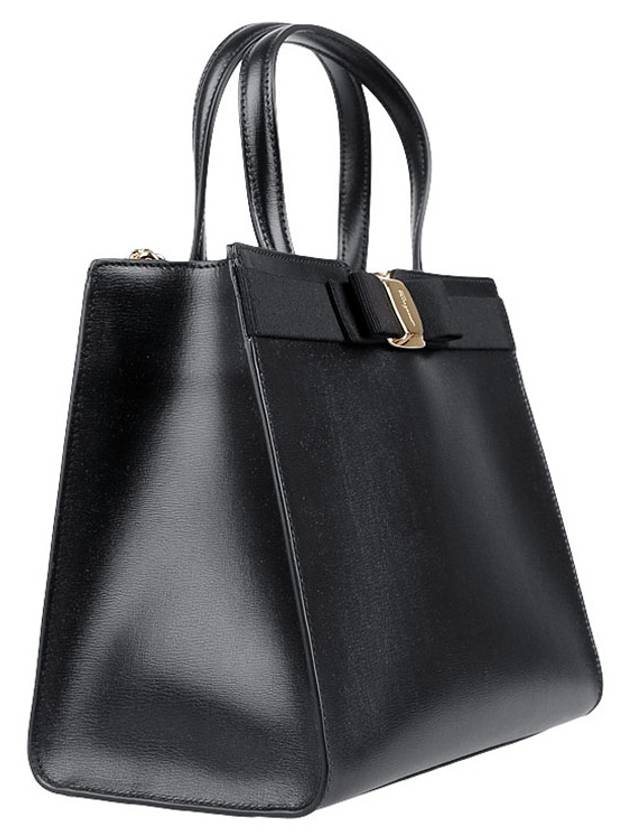 Vara Bow Top Handle Tote Bag Black - SALVATORE FERRAGAMO - BALAAN 5