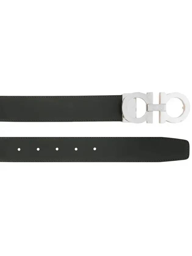 Reversible Gancini Leather Belt Black Brown - SALVATORE FERRAGAMO - BALAAN 3